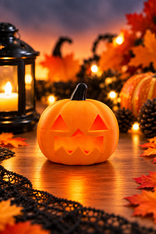 ハロウィン かぼちゃの置物 1個｜LEDを入れると光る
