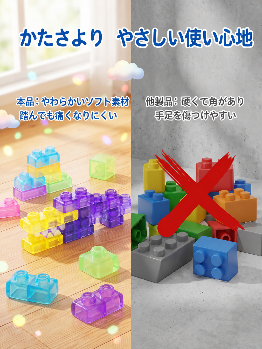 【ZLMO】カラフル ゼリー積み木 40ピース｜組み立てブロック