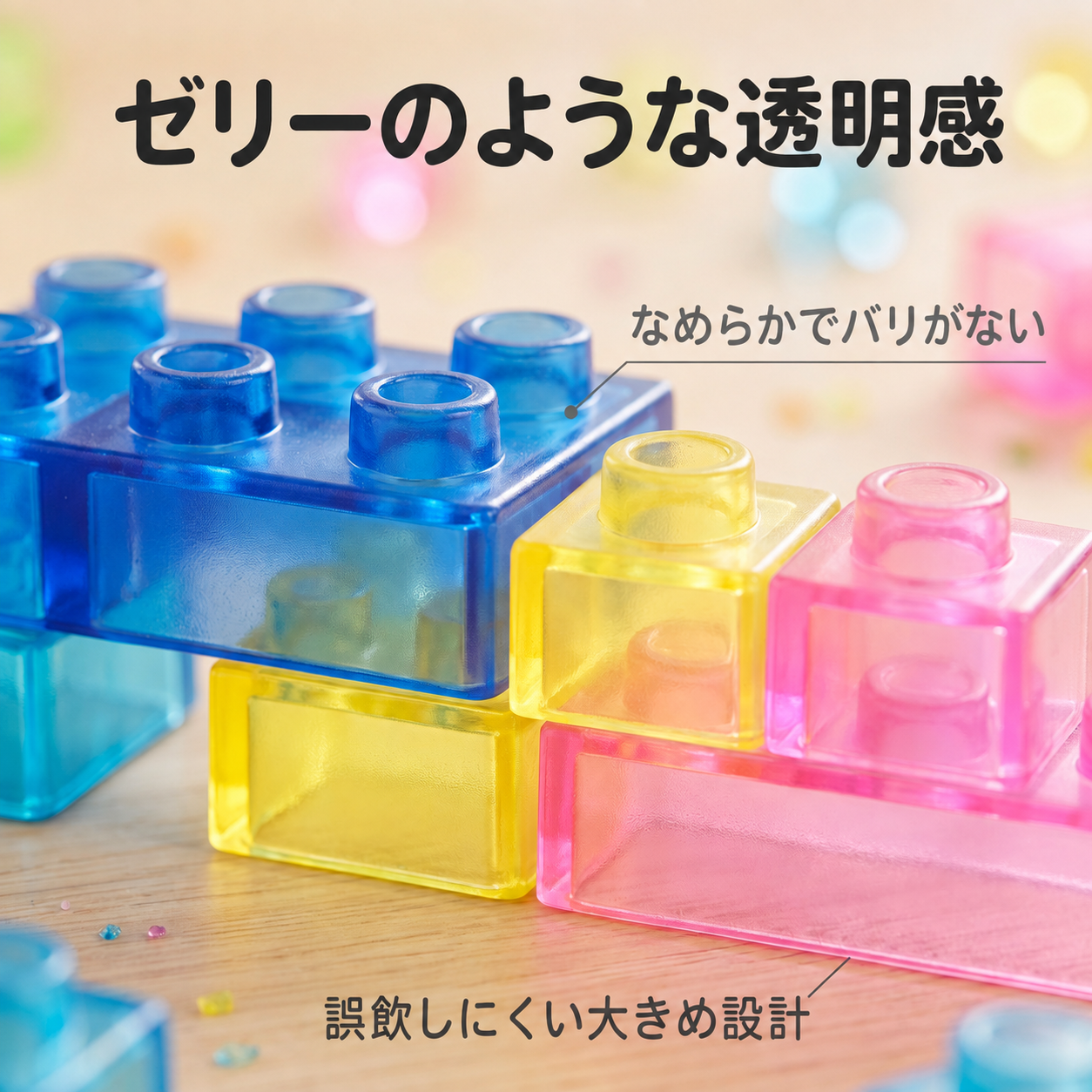 【ZLMO】カラフル ゼリー積み木 40ピース｜組み立てブロック