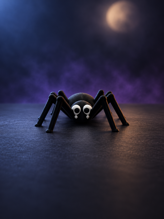 ハロウィン くもの置物｜白い目の黒いくも